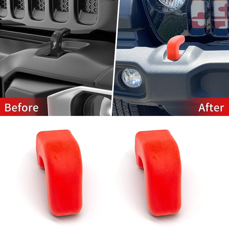 Front Bumper Tow Hook Cover For Jeep Wrangler JK JL Gladiator JT 2007-2023 Silicone Hook Cushion Protector
