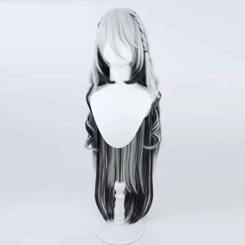 Sophia Cosplay Perücke Kunstfaser Perücke Anime Vtuber schwarz und weiß mit langen Haaren Perücke Kappe