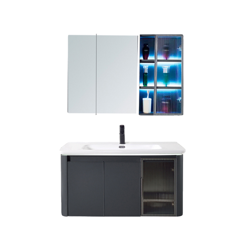 Beauty armario de baño inteligente de acero inoxidable, combinación de panal de abeja, lavabo de aluminio, lavabo integrado