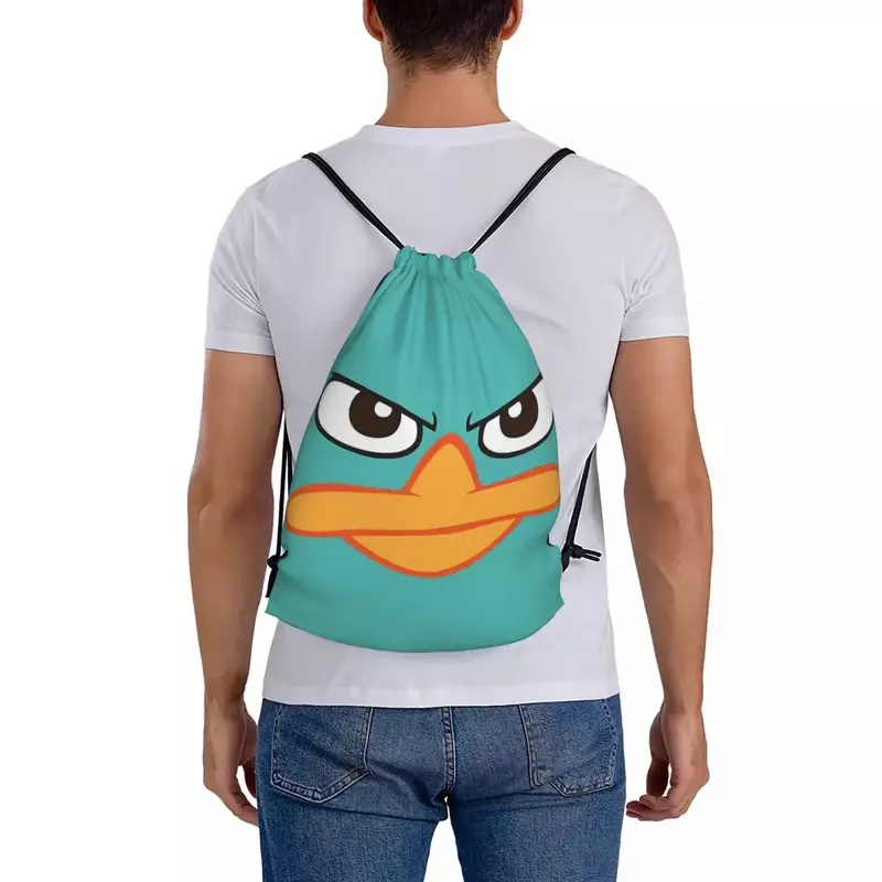 Perry The Platypus Mask Backpacks Casual Drawstring Bags Drawstring Bundle Pocket Sports Bag Book Bags For Man Woman Students