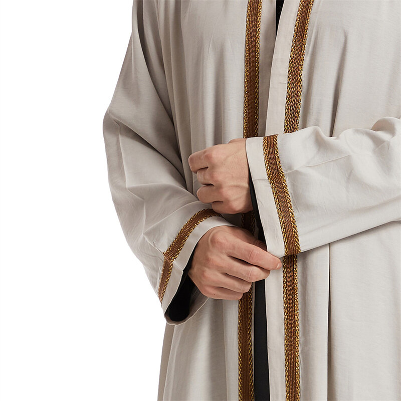 ラマダン男性用カフタンドレス、イスラム教徒の男性用アバヤ、イスラムのカーディガン、中級のeabic着物、伝統的な服、eid、juba、thobe、2024