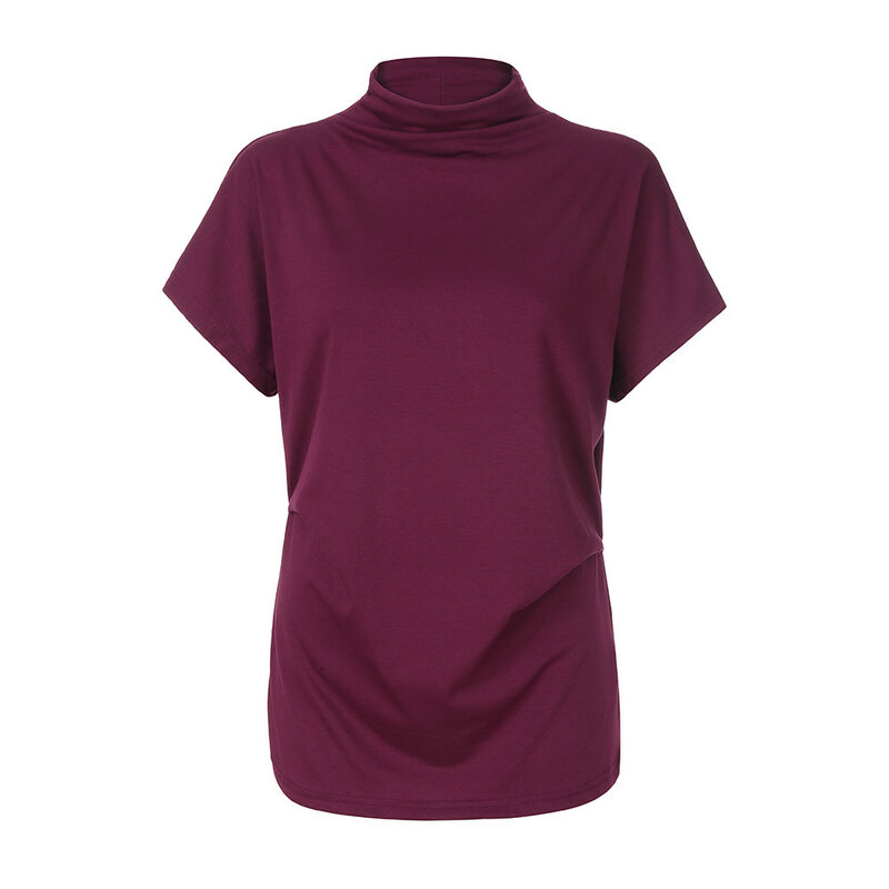 Chemise couvertes à manches longues pour femmes, chemise monochrome en coton, haut court à col roulé, manches décontractées, paquet de deux