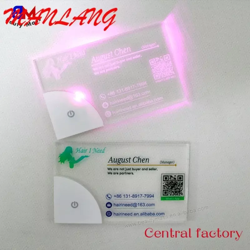 Custom Laser Etched led light business card light custom design acrylic luminescence customized cards