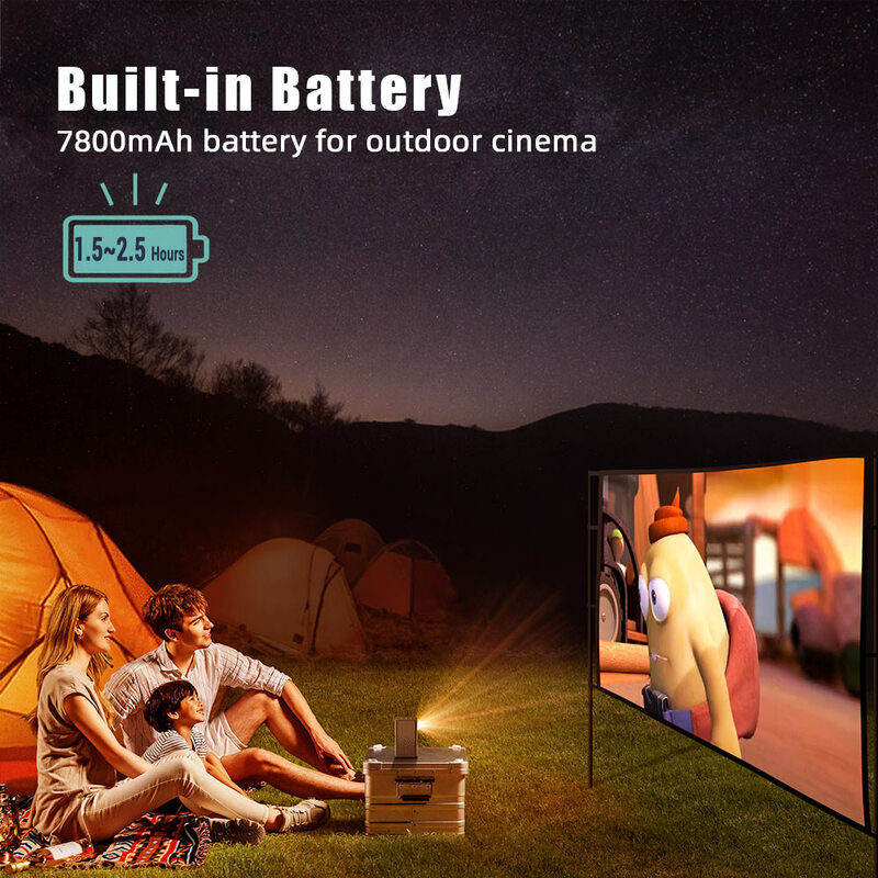 BYINTEK P20 3D 4K 시네마 1080P 스마트 안드로이드 와이파이 LED DLP 홈 시어터 야외 휴대용 미니 프로젝터, 배터리 포함