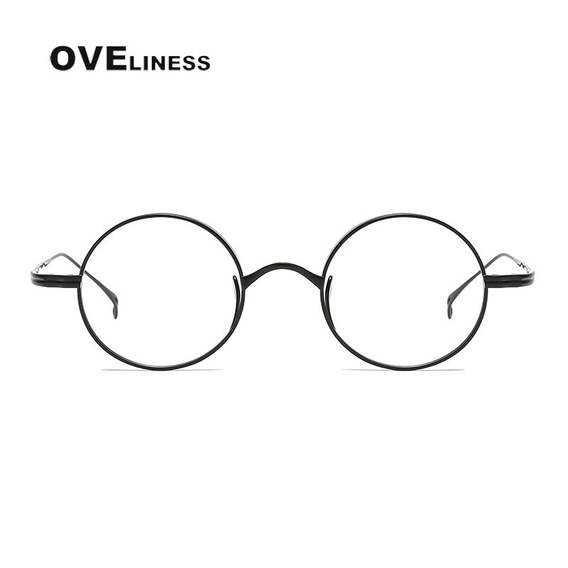 Moldura de óculos de titânio puro para homens e mulheres, óculos de prescrição redondos retrô, óculos masculinos ópticos miopia vintage, 2023
