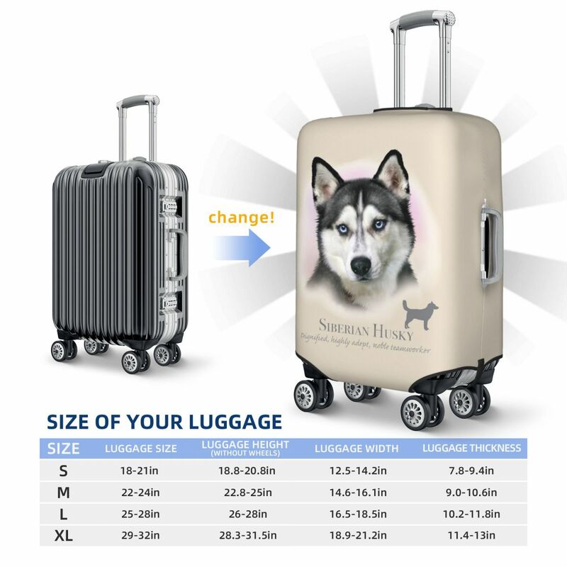 Custom Fashion Siberian Husky Luggage Cover Protector Dust Proof Pet Dog Travel Suitcase Covers
