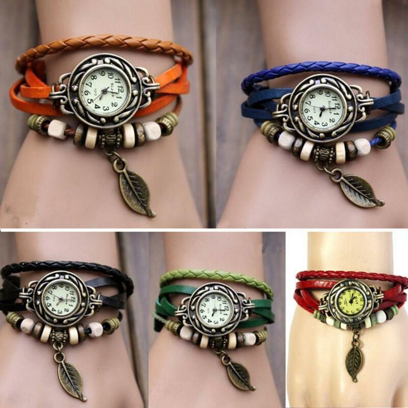 Beads  Unique Engraved Leaf Women Watch All Match Watch Exotic   for School