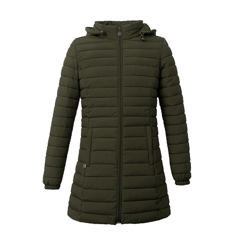 Damen Slim Fit Daunen mantel Länge Kapuze packbarer Wintermantel geeignet für Freunde, die tragen