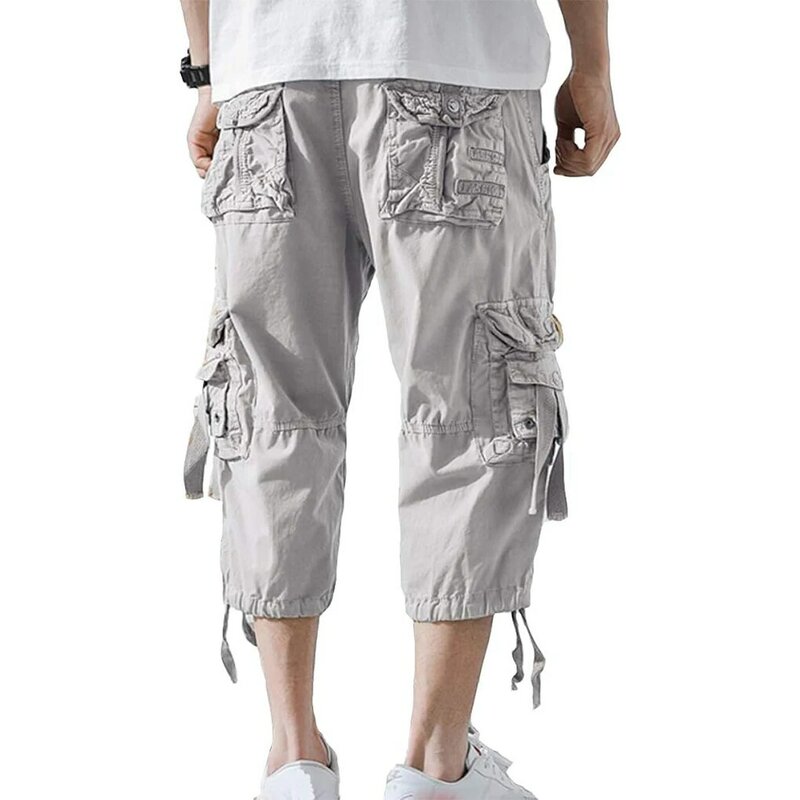 Calções de tecido respirável confortável masculino, bolsos convenientes, estilo moderno, verão