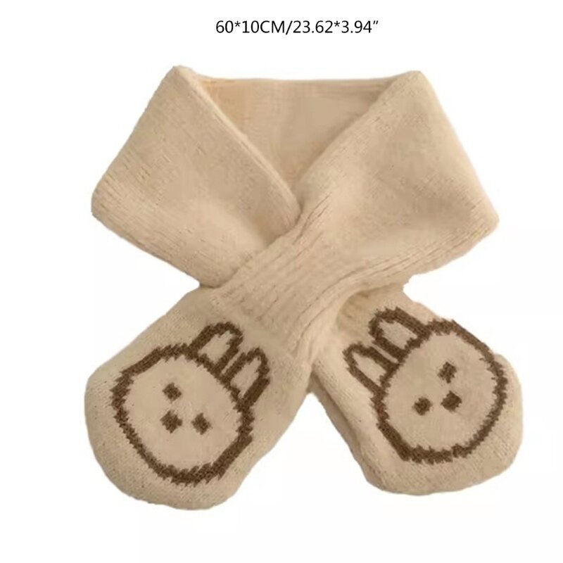 Детский шарф, осенне-зимний детский шейный шарф для мальчиков и девочек, теплый шейный платок, милый кролик, модный чехол на шею