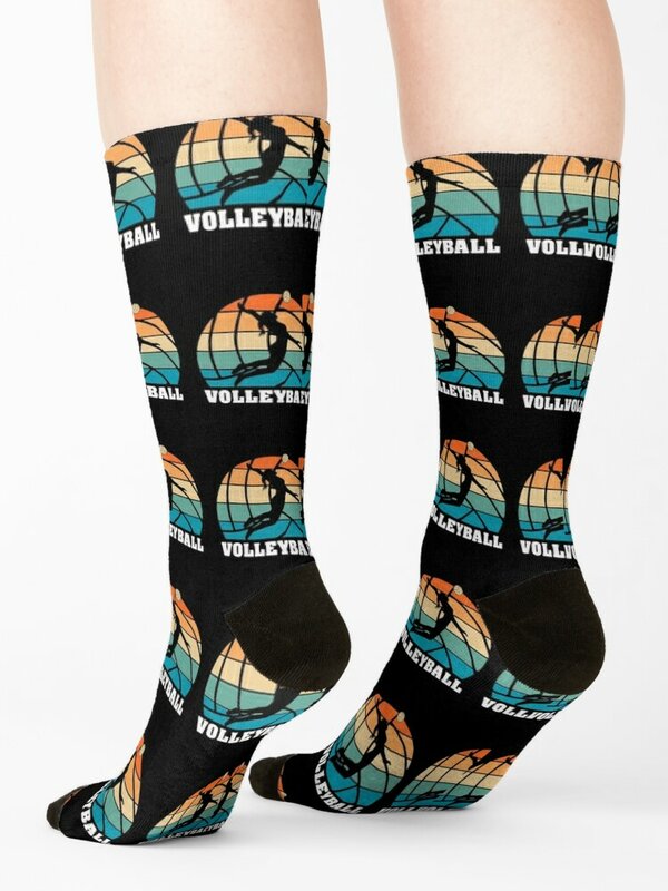 Chaussettes de volley-ball vintage rétro pour hommes et femmes, chaussures transparentes pour le coucher du soleil, le jeu de plage, le cyclisme, la course à pied