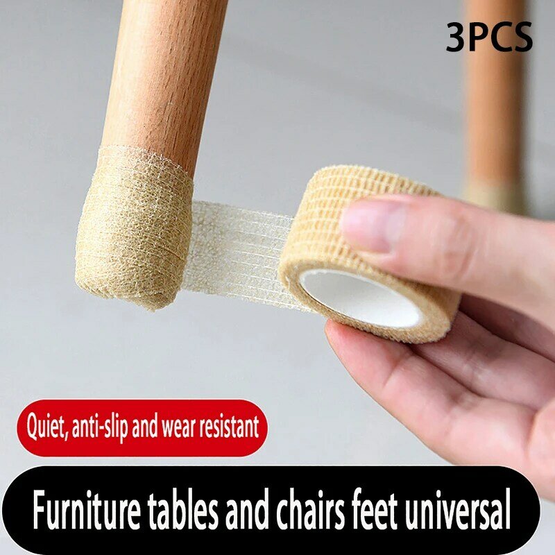 3PCS 2.5cm*4.5m Self Adhesive Chair Leg Cover Anti-slip Table Leg Protection Furniture Foot Pad Wrapping Shock Absorber Reusable