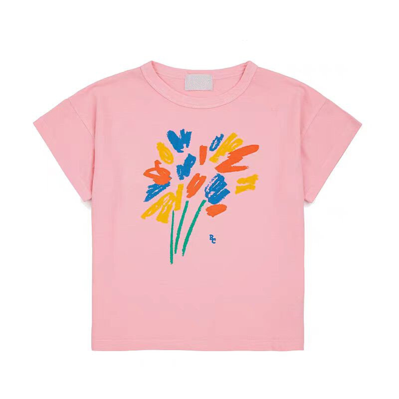 T-shirt clássica infantil, marca de moda, roupas de grife, tops para crianças, meninos e meninas, verão, 2024