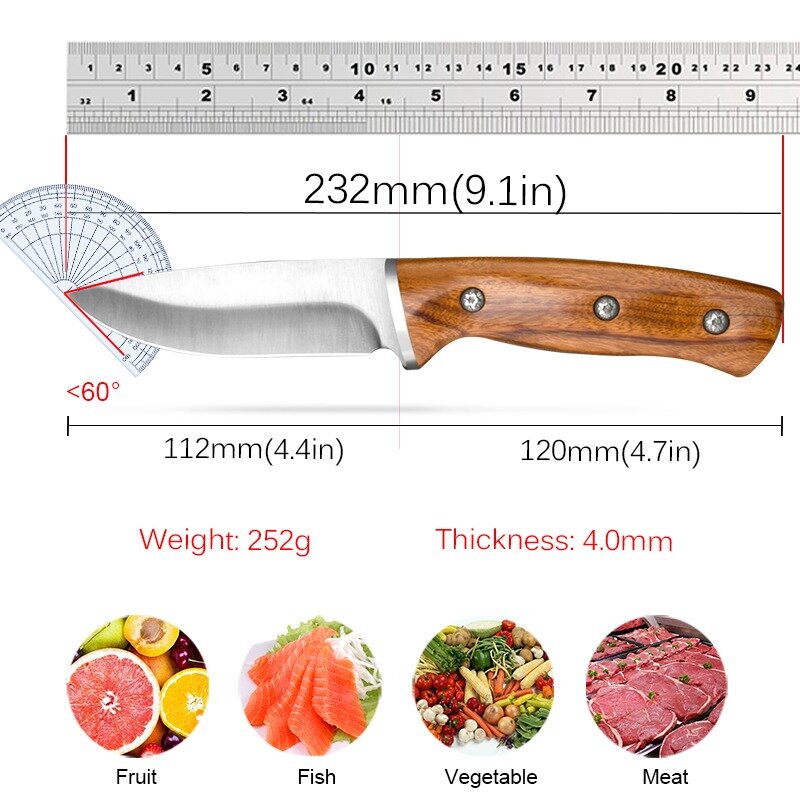 Boning Knife Professional 6.5" Forged Kitchen Knife Chef Knife Butcher Fish Filleting Meat Cleaver Stainless Steel BBQ Tools