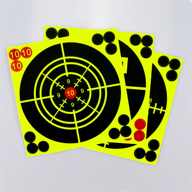 10 Buah Stiker Target Stiker Tembak (Mata Banteng) Roll Target Stiker Perca Percikan & Reaktif (Dampak Warna) Berperekat Otomatis 6 Inci 15Cm