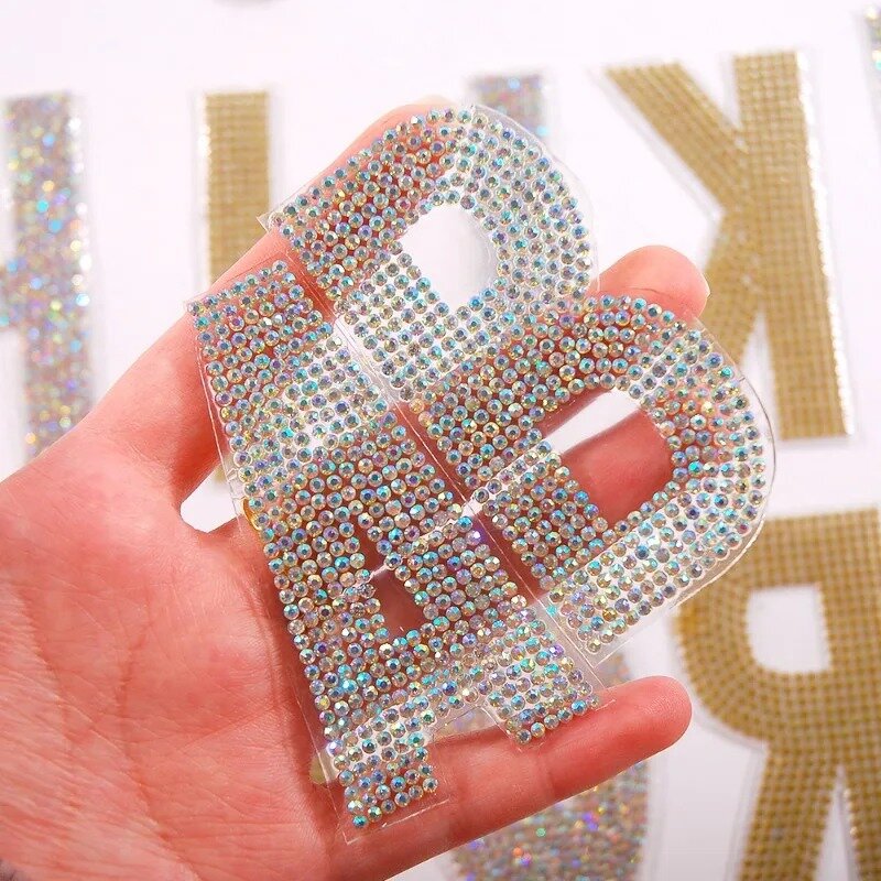 Strass Borduurwerk Patch Diy Diamant Letter Alfabet Op Patches Zelfklevende Stof Sticker Kleding Rok Tas Accessoires