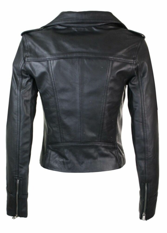 Новая женская Байкерская короткая облегающая мотоциклетная куртка из натуральной кожи женская куртка