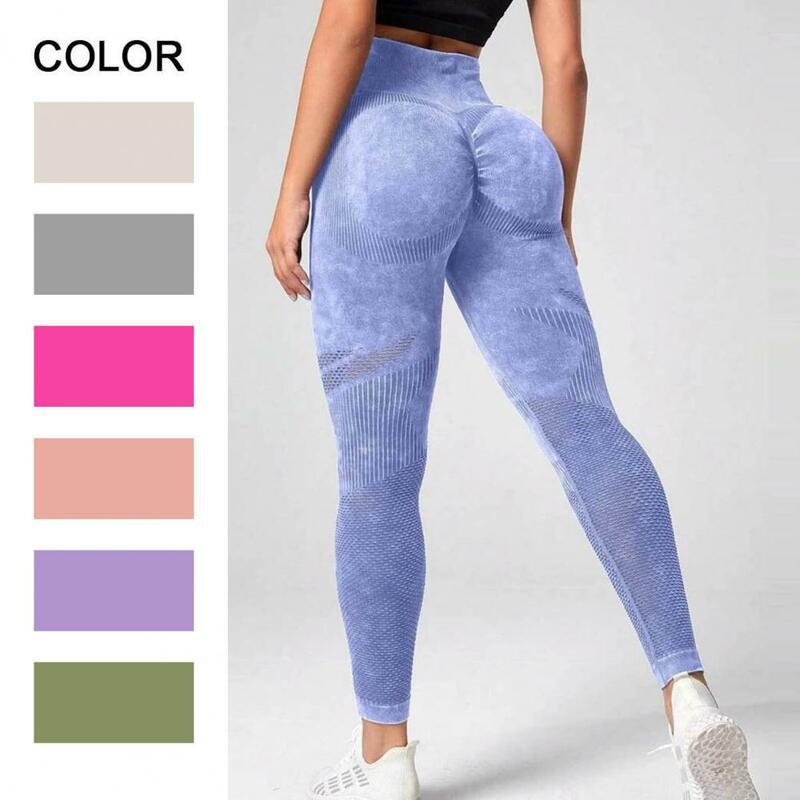 Women Yoga Pants Tie Dye Print Yoga Leggings with Tummy Control High Waist Thick Running Pants for Women with Pockets Workout