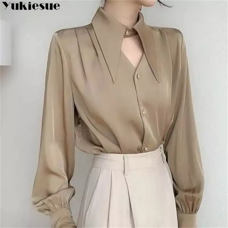 2023 Spring shirt Elegant OL Chic Turn-down Collar Long Sleeve tops Women's Top Blouse women shirts and blouses Female Clothing