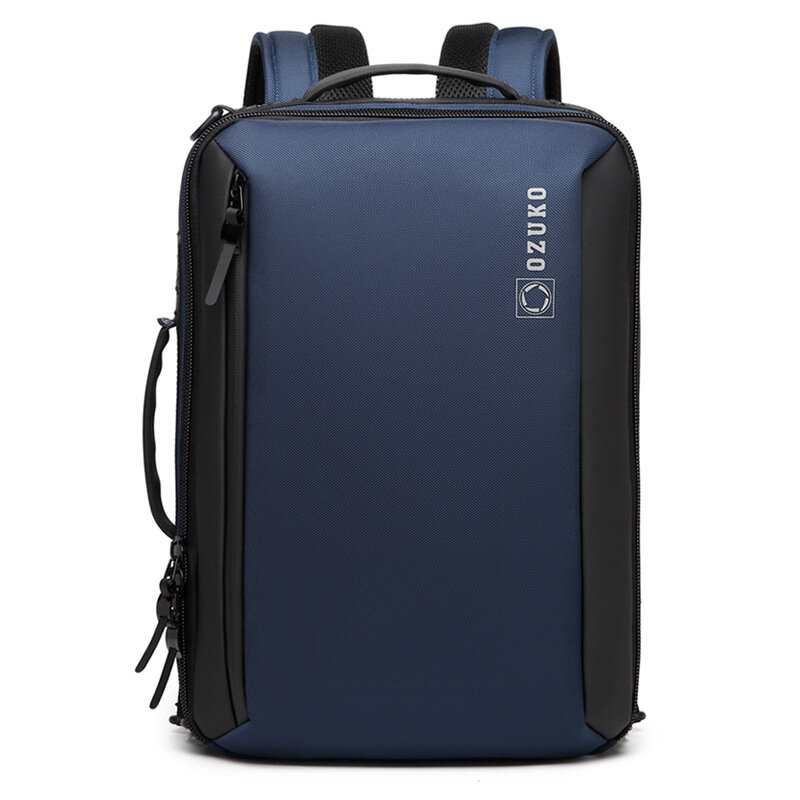 OZUKO 남성용 배낭 비즈니스 노트북, 다기능 USB 충전, 도난 방지 옥스포드 방수, 남성 배낭 여행, 15.6 인치