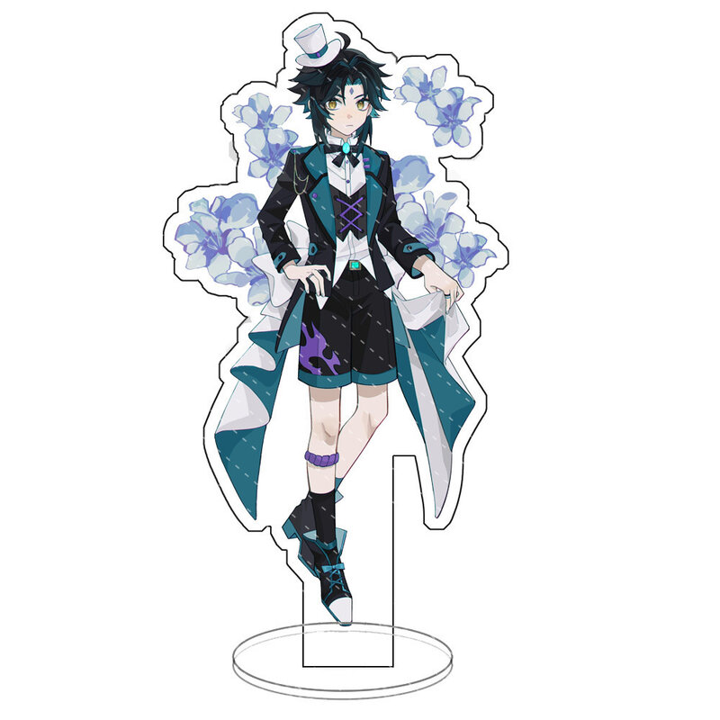 Figurka Anime Genshin Impact Scaramouche Barbatos Cyno Xiao Kaeya akrylowy Model talerz dekoracja biurka stojący znak dla fanów prezenty