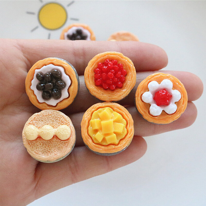 10PCS 21mm Fresh Fruit Tart Series Resin Flat Back Cabochons For Hairpin Scrapbooking DIY Jewelry Craft Decoration Accessories