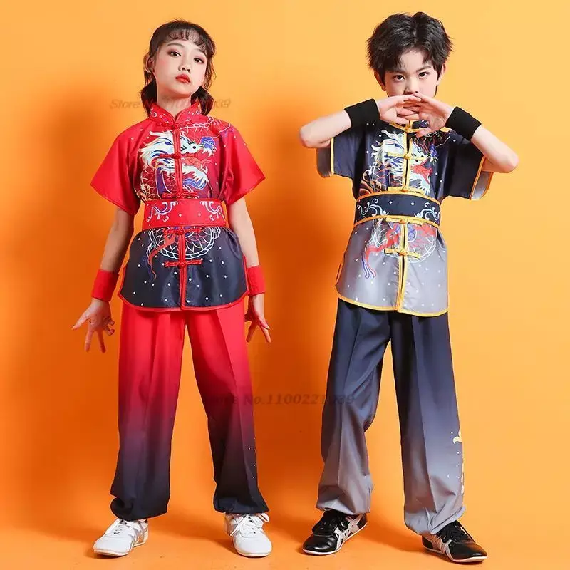 Ropa de Tai Wushu para niños, traje de artes marciales con estampado de dragón, uniforme de Kung Fu, Wing Chun, Shaolin, nese Kungfu, 2024