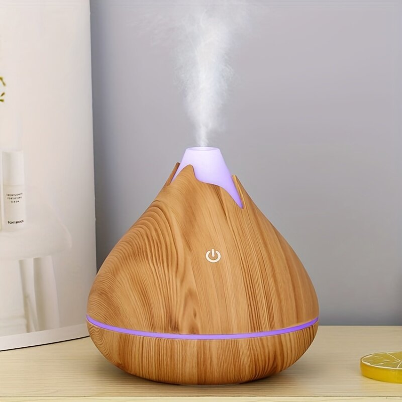Pelembap udara mini, penyebar Aroma minyak esensial portabel kabut semprot serbuk kayu 350ml usb h2o