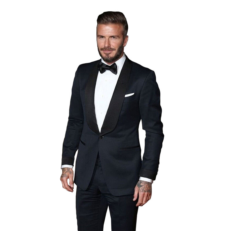 Classic Wedding Suits For Men Shawl Lapel Tuxedos Slim Fit Groom Wear Business Party 2 Pieces Jacket Pants Homme Costumes