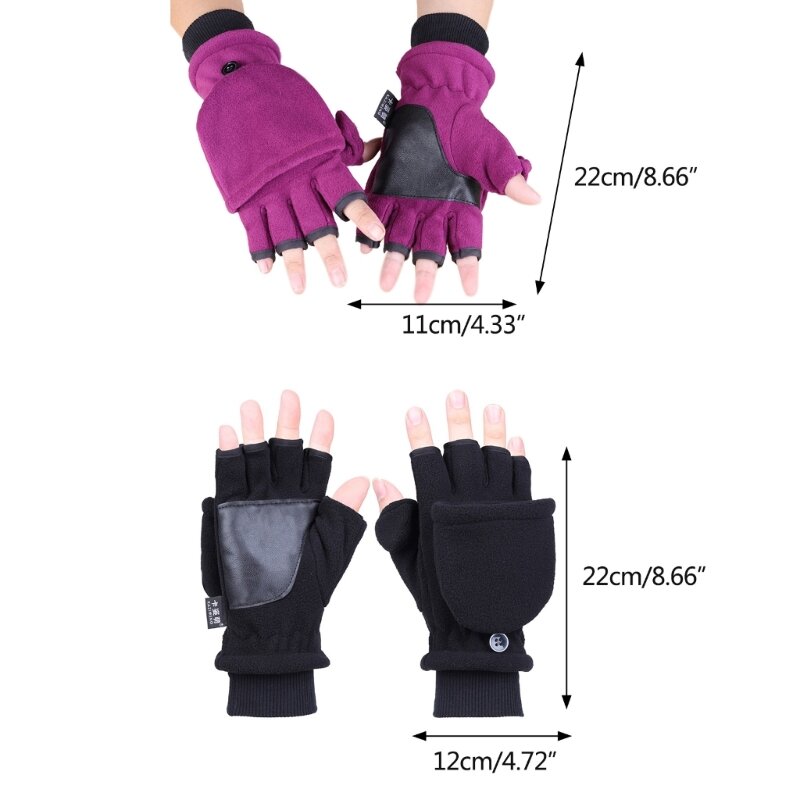 Флисовые перчатки с половиной пальца, зимние осенние перчатки, перчатки без пальцев с отверстием для большого пальца