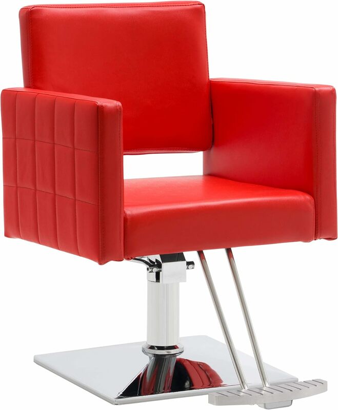 BarberPub-Silla de salón clásica para estilista de pelo, sillón hidráulico para Barbero, equipo de Spa de belleza 8821 (rojo)