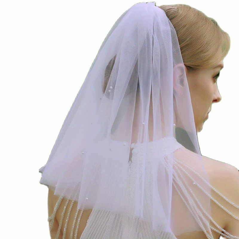 أحدث تبحث عن وصول جديد من طبقتين قطع حافة الحجاب الزفاف اكسسوارات الزفاف الحجاب