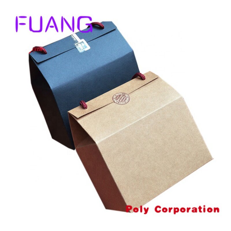 Custom  Paper carton cardboard handle suitcase box handle cardboard paper boxpacking box for small business