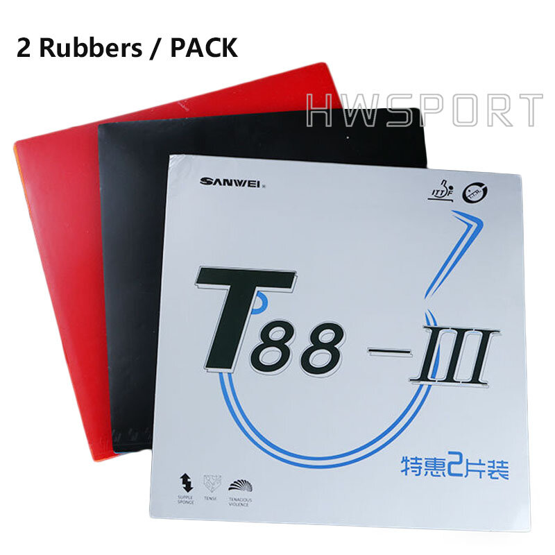 SANWEI T88-3 резиновые накладки для настольного тенниса, двойной комплект, полулипкая эластичная резинка для быстрой атаки, пинг-понга с хорошим контролем