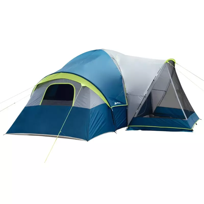 Tenda berkemah teras dengan 3 kamar dan layar, tenda berkemah 10 orang gratis ongkos kirim tenda perjalanan luar ruangan