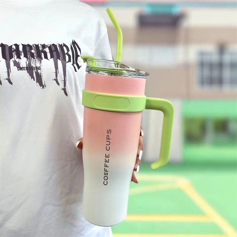 coffee cup Stainless Steel Ice Heater Cup Straw Cup Vacuum Cup Outdoor Portable Portable Portable Cup Handle Cup