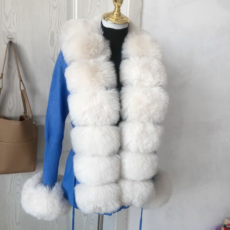 女性のフェイクファーの冬のジャケット,ニットカーディガン,非常に人気のフェイクファー,ぬいぐるみ,セーター,2022