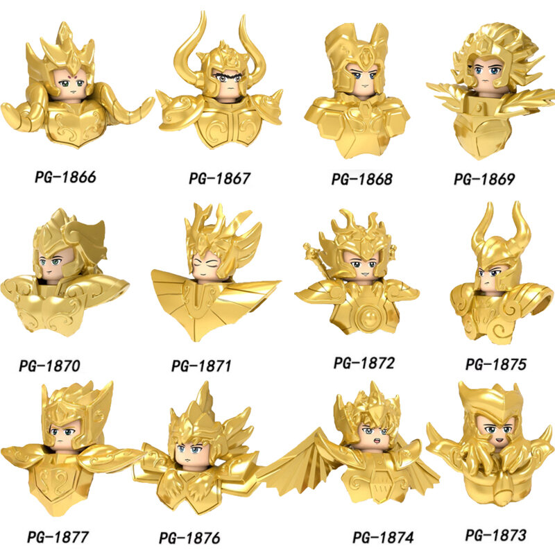 Saint Seiya Anime Figura Building Block Brinquedos, 12 Constelações Modelos para Crianças, PG8212, PG8213, PG8128