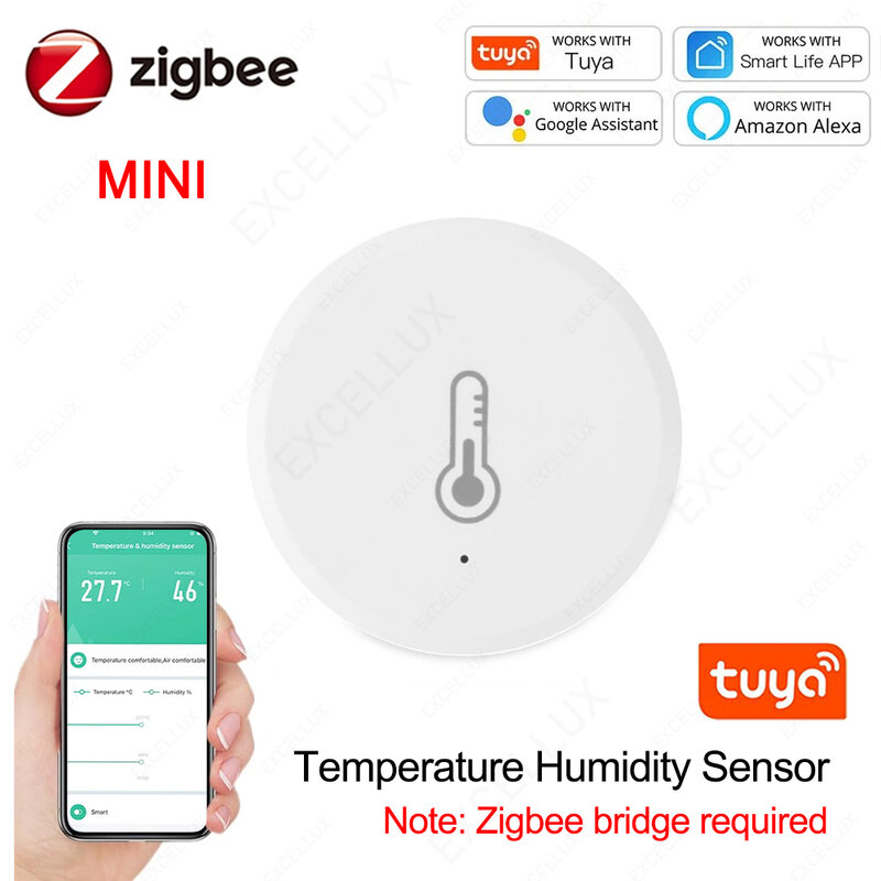 Capteur de température et d'humidité Tuya Zigbee 3.0, moniteur à distance par application Smart Life, sécurité à domicile avec Alexa Home Assistant