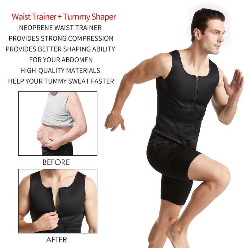 Taillen trainer Weste für Männer heißes Neopren Sauna Tank Top mit Reiß verschluss Herren Body Slimming Weste für Männer Workout Sport Gym