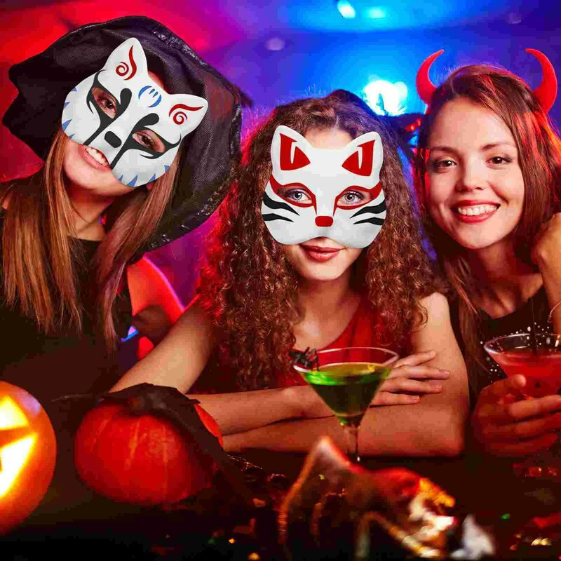 5/10pcs Unpainted Masquerade Masks Blank Paper Masks Halloween Cat Masks Party Cosplay Pulp Masquerade Mask For Halloween Decor
