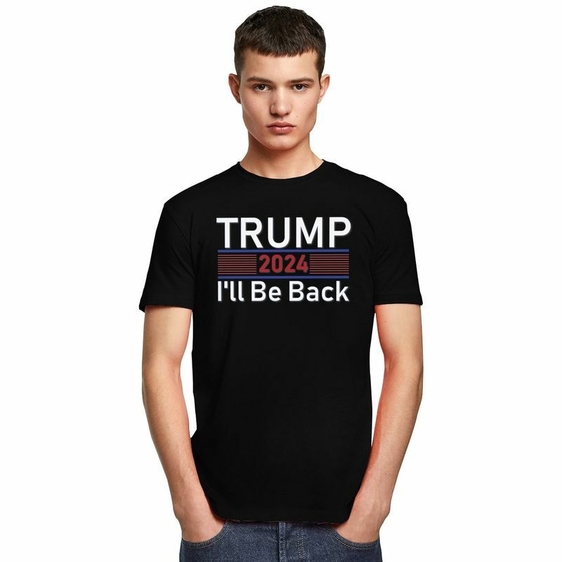 Trump 2024 wrócę T T Shirt mężczyźni 100% bawełniana koszulka koszulka rekreacyjna koszulki z krótkim rękawem odzież Slim Fit