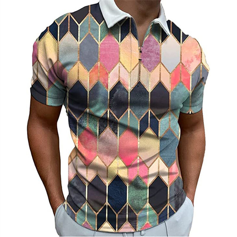 New Men's Summer Comfort and Breathable Lapel Printing Short -sleeved POLO Shirt