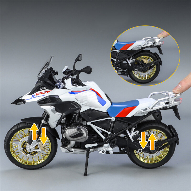1/9 R1250 GS ADV stop wyścigowy motocykl odleje symulacja modelu motocykl sportowy ulicznego z kolekcją światła dla dzieci zabawki prezent