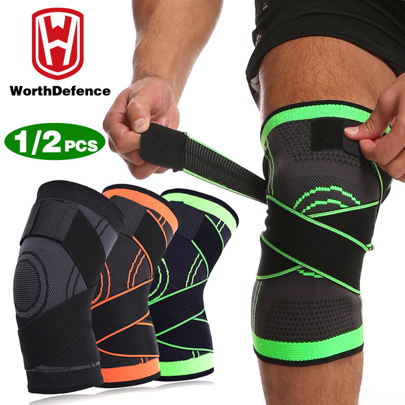 Worthdefense 1/2 pcs joelheiras suspensórios apoio joelheira esportes joelheira mulheres dos homens para a artrite protetor de fitness manga de compressão