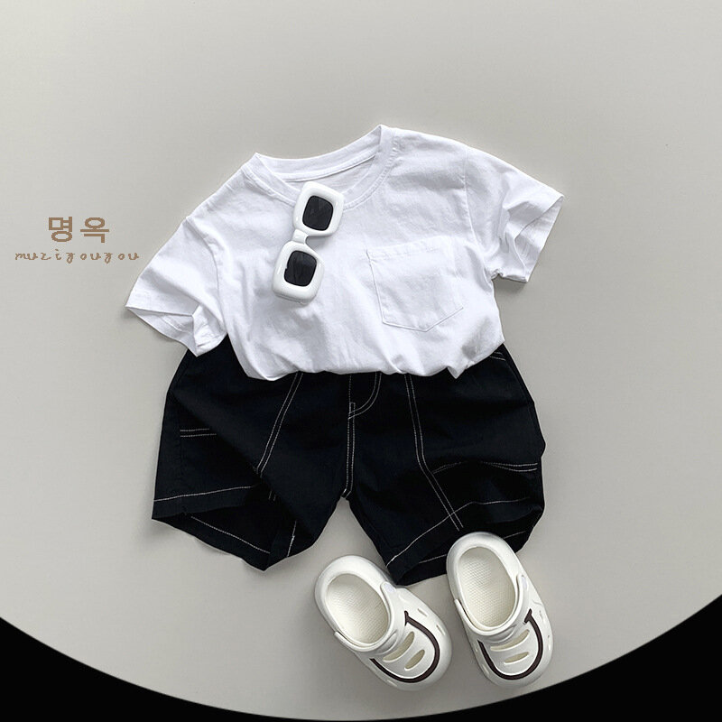 Pantalones cortos holgados para niños y niñas, ropa informal de algodón, color liso, novedad de verano, 2024