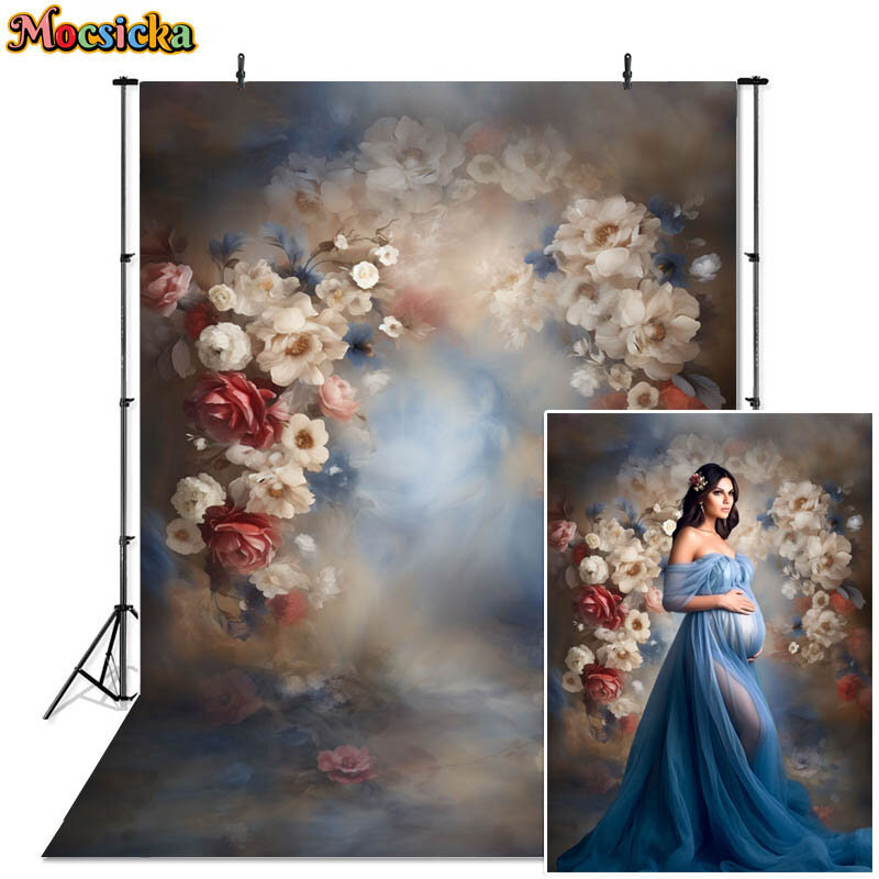 Abstract Flowers Photography Backdrop Floral Old Master Photocall Maternity Portrait Birthday Background Photo Studio Decoration
