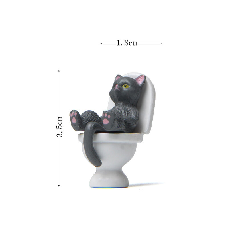 Kot na toaletę z żywicy do dekoracji domu figurka do domku dla lalek akcesoria bajki miniatury ogrodowe Model pulpitu