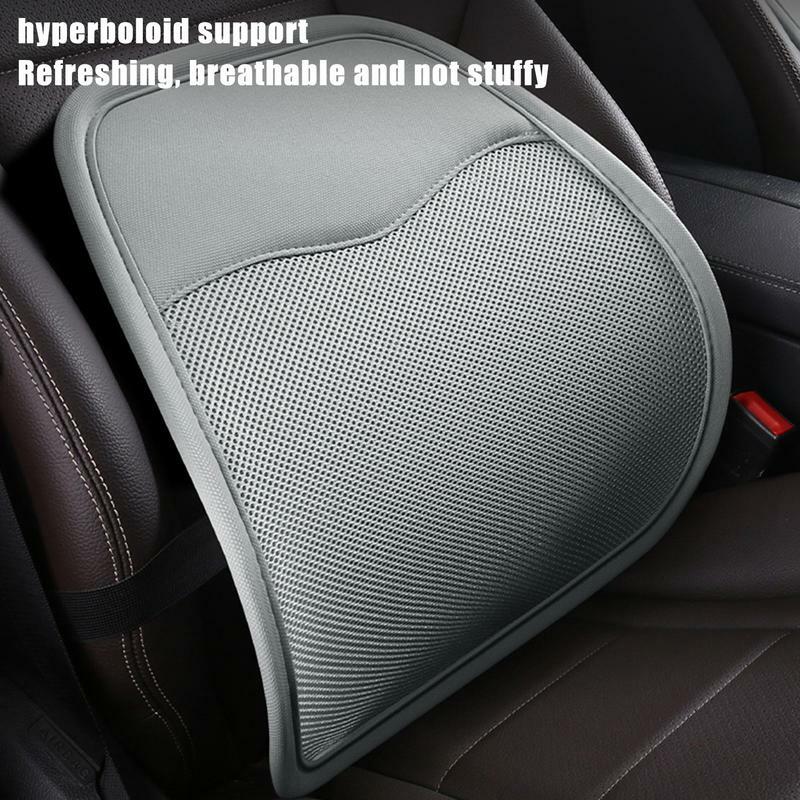 Almofada de apoio lombar respirável para assento de carro, seda gelada, suporte ergonômico para cadeira, almofada traseira do carro para condução