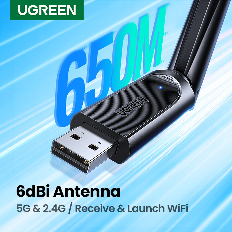 UGREEN WiFi Adapter AC650/AC1300 5G & 2.4G Antena WiFi USB untuk Komputer PC Windows USB Ethernet Adapter Kartu Jaringan WiFi Dongle
